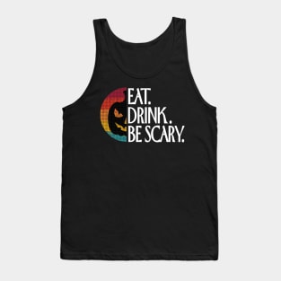 Eat Sleep Be Scary pumpkin vintage retro sunset Tank Top